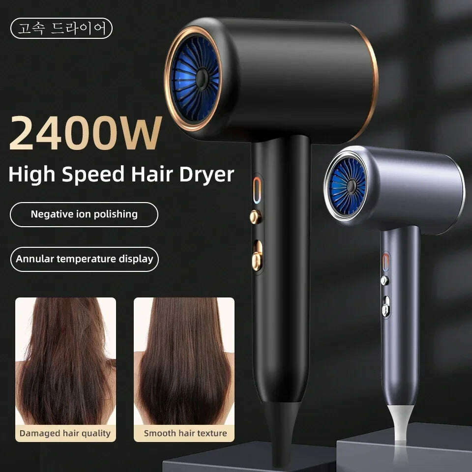 2400W 3th Gear Professional Hair Dryer Negative Lonic Blow Dryer Hot Cold Wind Air Brush Hairdryer Strong PowerDryer Salon Tool - KIMLUD