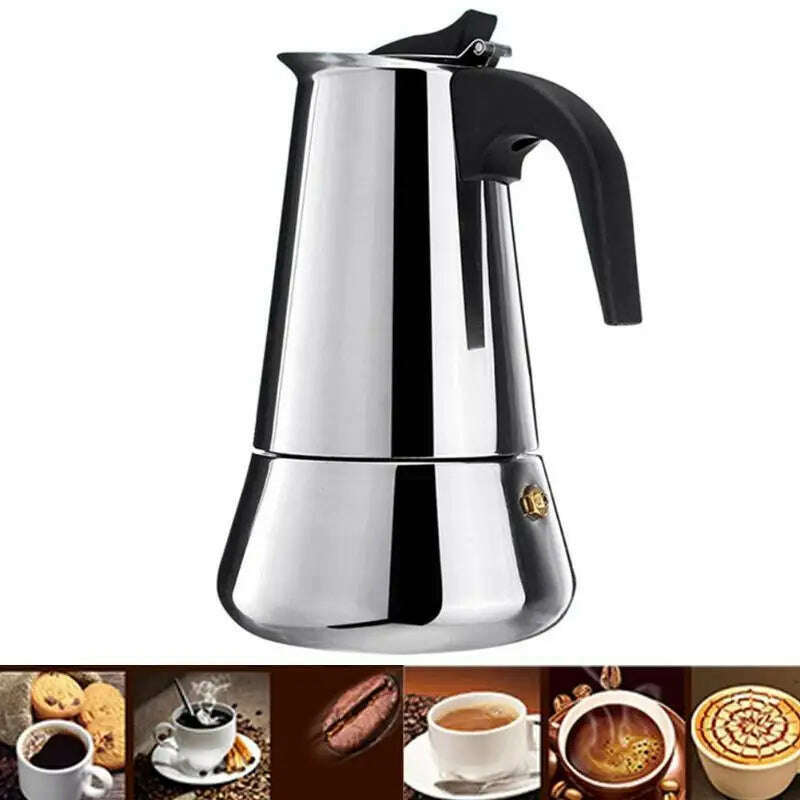 KIMLUD, 2/4/6/9 Cups Coffee  Pot Stainless Steel Mocha Espresso Latte Stovetop Filter Moka Coffee Maker Coffee Pot for Kitchen WF1111, KIMLUD Womens Clothes