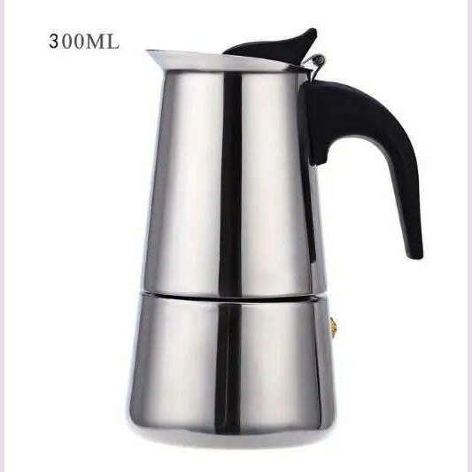 KIMLUD, 2/4/6/9 Cups Coffee  Pot Stainless Steel Mocha Espresso Latte Stovetop Filter Moka Coffee Maker Coffee Pot for Kitchen WF1111, 300ML, KIMLUD APPAREL - Womens Clothes