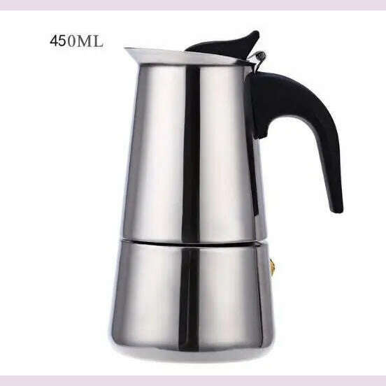 KIMLUD, 2/4/6/9 Cups Coffee  Pot Stainless Steel Mocha Espresso Latte Stovetop Filter Moka Coffee Maker Coffee Pot for Kitchen WF1111, 450ML, KIMLUD APPAREL - Womens Clothes