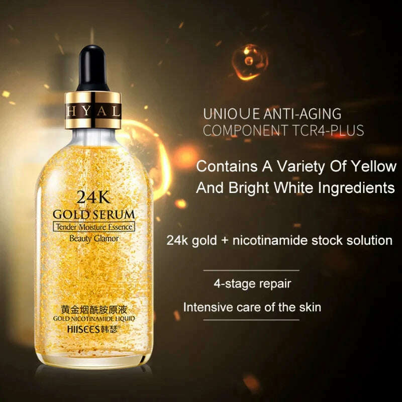 24K Gold Hyaluronic Acid Serum for Face Anti-wrinkle Anti-aging Brightening Moisturizing skincare Facial Serum Essence Face Care - KIMLUD