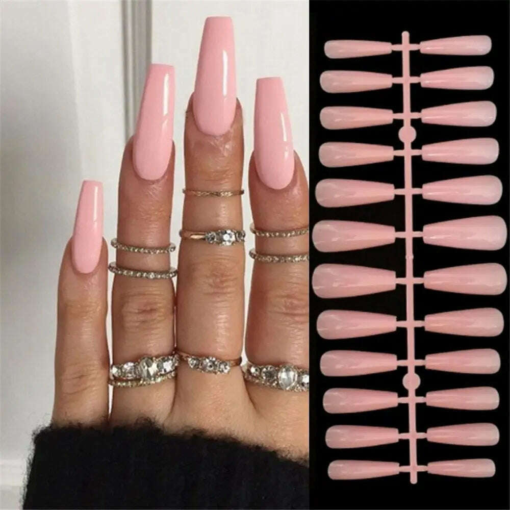 KIMLUD, 24pcs Square Head Fake Nails Fashion Wearable French Ballet Nails Manicure Butterfly Nail Tips Flash Full Cover Press on Nails, only fake nails, KIMLUD APPAREL - Womens Clothes