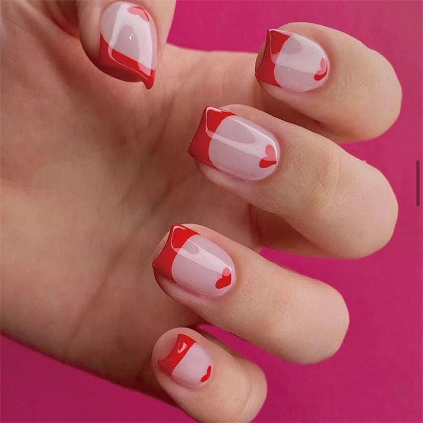 KIMLUD, 24Ps/Set Square Head Coffin Wearing False Nails Art Pink Matte French Fake Nails Leopard Artificial Acrylic White Press on Nails, PDJ1321-JP1834, KIMLUD APPAREL - Womens Clothes