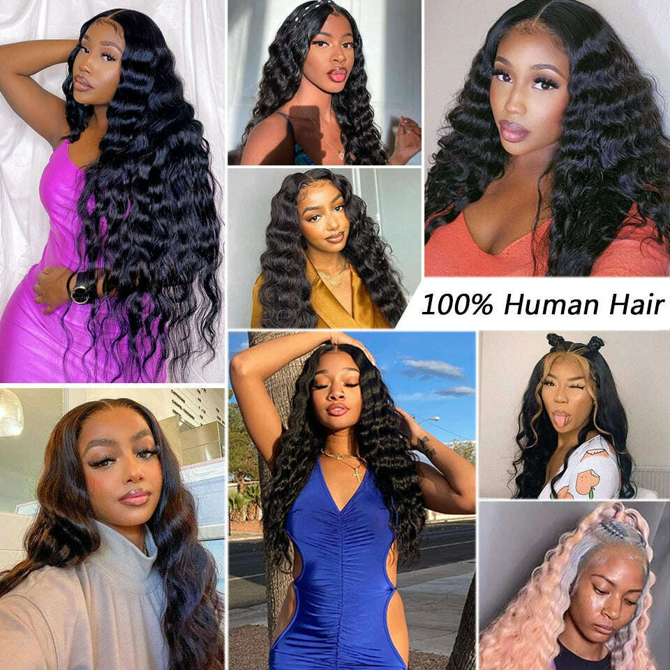 KIMLUD, 250% 13x6 Loose Deep Wave Lace Frontal Wig For Women 13x4 Hd Lace Curly Lace Front Human Hair Brazilian Wigs On Sale 30 34 Inch, KIMLUD Womens Clothes