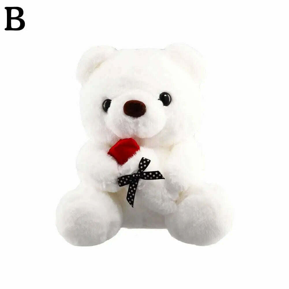 KIMLUD, 25cm Kawaii Bear With Rose Plush Toy Stuffed Animal Dolls I Love You For Girl Friend Birthday Gift Romantic Present Wholesale, White / China, KIMLUD Womens Clothes