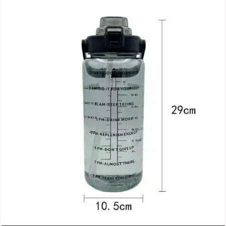 2L Straw Water Bottle Large Capacity Plastic Water Cup Portable Drink Bottle With Time Marker For Outdoor Sports Fitness - KIMLUD