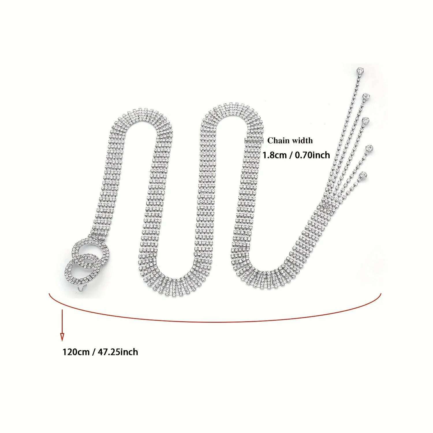 2O Elegant Rhinestone Waist Chain for Women - Sparkling Double O-Ring Y2K Dress Girdle Belt - KIMLUD