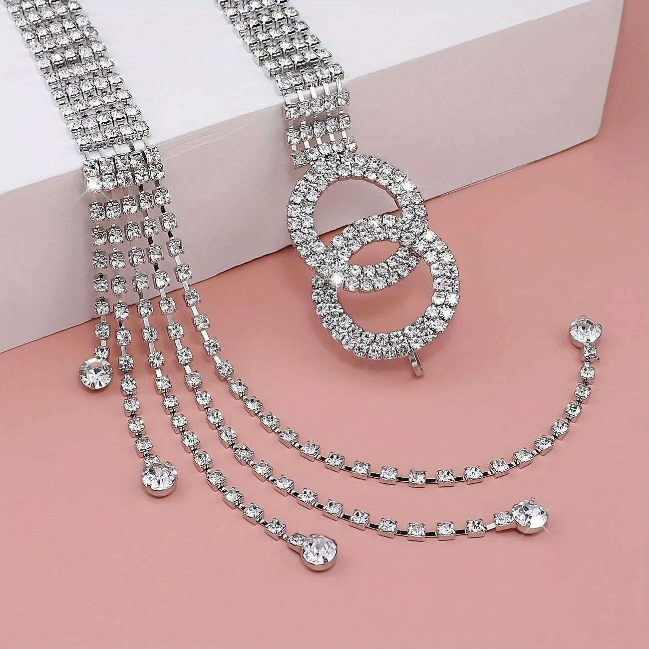 2O Elegant Rhinestone Waist Chain for Women - Sparkling Double O-Ring Y2K Dress Girdle Belt - KIMLUD