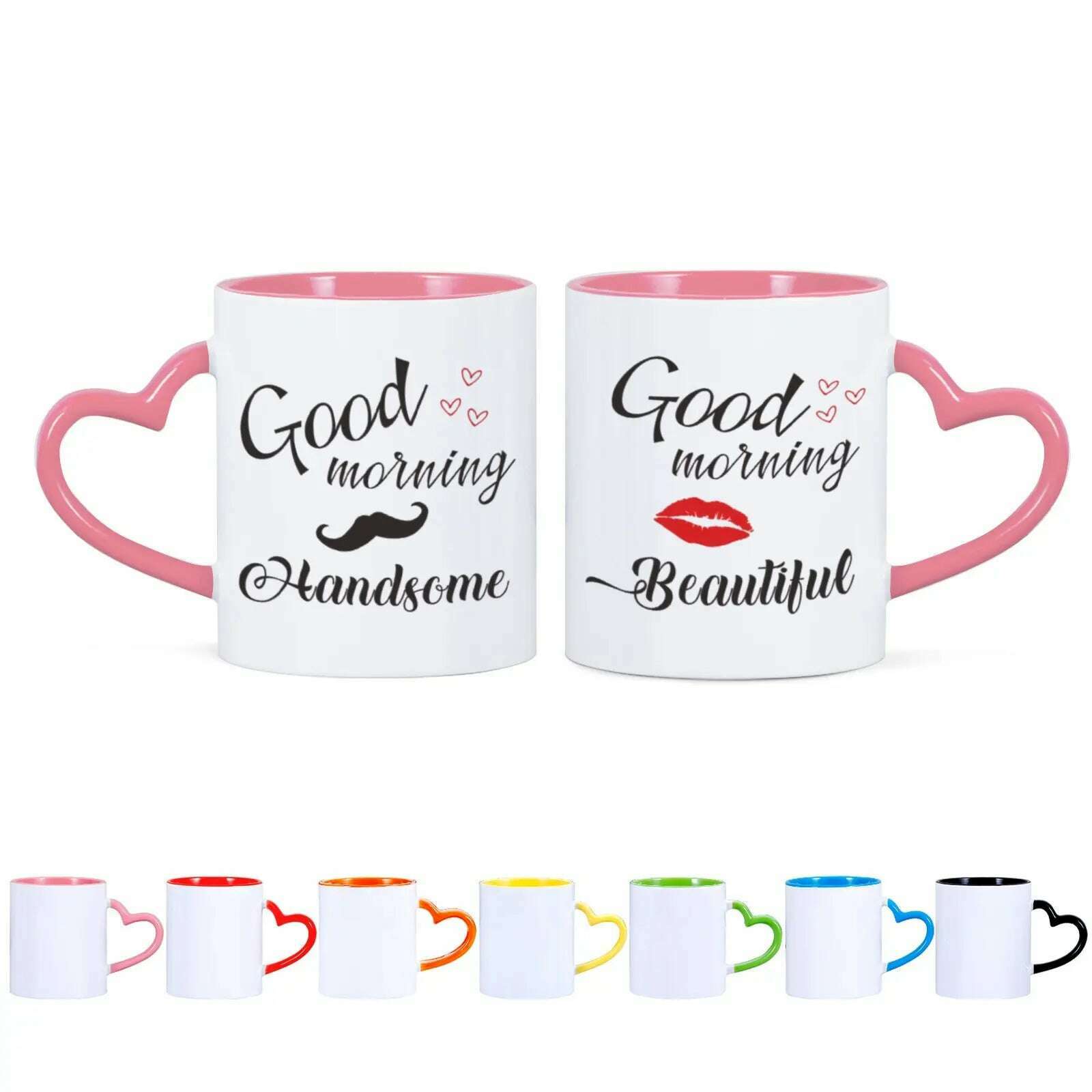 KIMLUD, 2pc 11oz Good Morning Beautiful Handsome Ceramic Coffee Mug Couples Sets Funny His Her Gifts Husband Wife Anniversary Presents, KIMLUD Womens Clothes