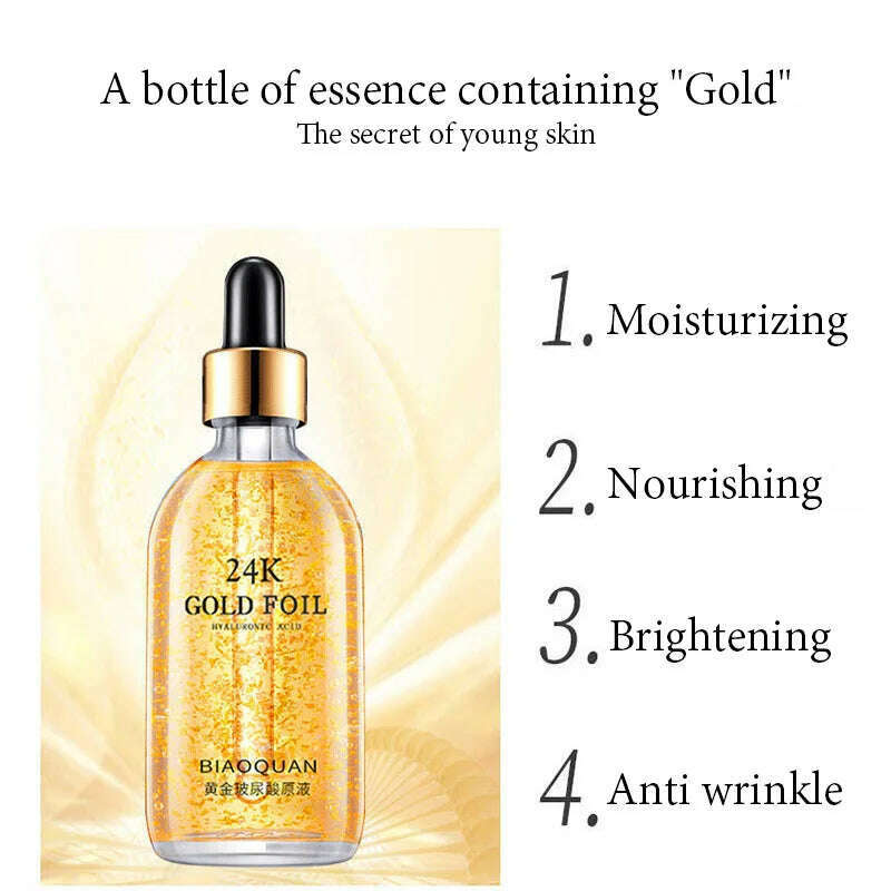 KIMLUD, 2pcs 24K Gold Essence Facial Moisturizing Brightening Shrinking Pore Firming Face Serum Skin Care Products, KIMLUD Womens Clothes