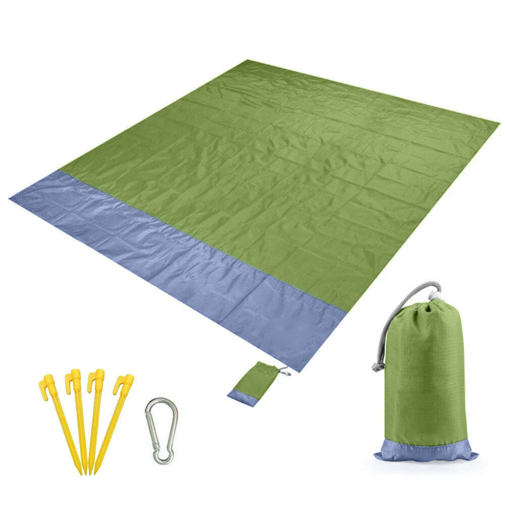 KIMLUD, 2x2.1m Waterproof Beach Blanket Outdoor Camping Blanket Portable Picnic Mat Camping Ground Mat Mattress, Army Green / 2 x 2.1M, KIMLUD APPAREL - Womens Clothes