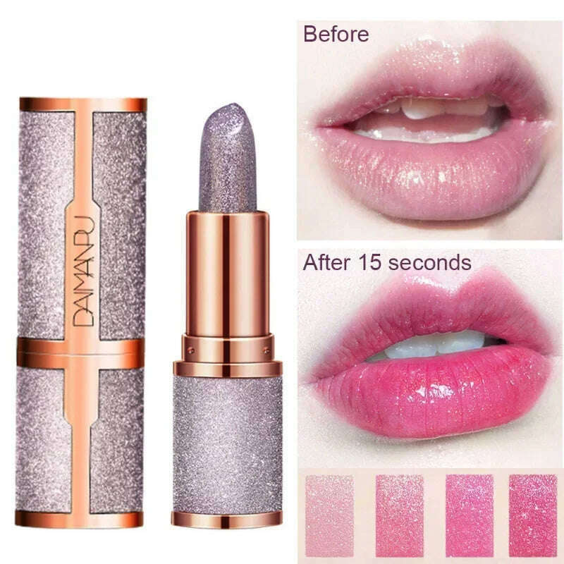 3 Colors Glitter Lipstick Temperature Color Changing Waterproof Long Lasting Nonstick Cup Lip Gloss Pink Sexy Cosmetics Makeup - KIMLUD