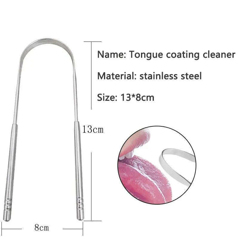 KIMLUD, 3 Colors Stainless Steel Tongue Scraper U-shaped Metal Fresh Breath Cleaning Coated Tongue Toothbrush Oral Hygiene Care Tools, KIMLUD Womens Clothes