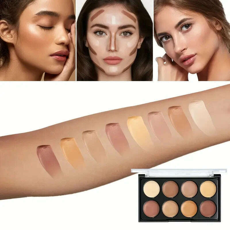 3 in 1 palette, contour concealer, long lasting, covers skin imperfections, creates a perfect and natural 3D makeup look - KIMLUD