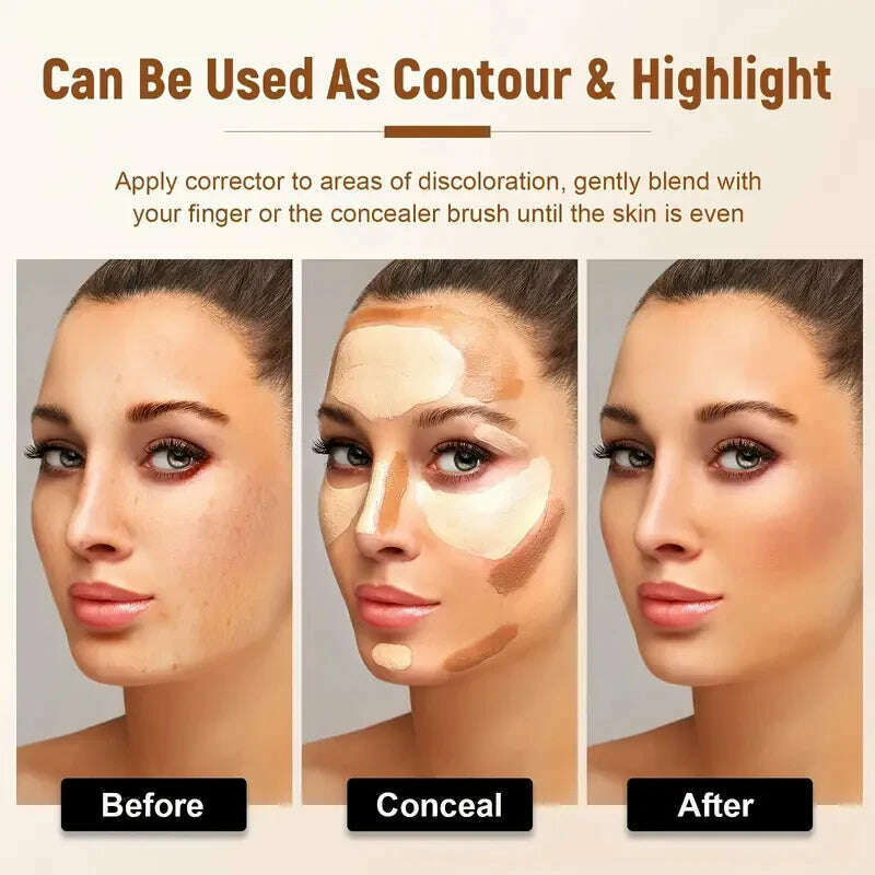 3 in 1 palette, contour concealer, long lasting, covers skin imperfections, creates a perfect and natural 3D makeup look - KIMLUD