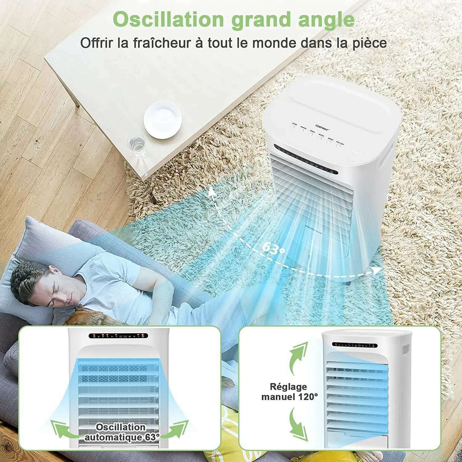 KIMLUD, 3 in 1 Silent Mobile Air Conditioner with Remote Control, 15h Timer and 10L Water Tank, Air Freshener with 3 Modes, 3 Speeds and, KIMLUD Womens Clothes