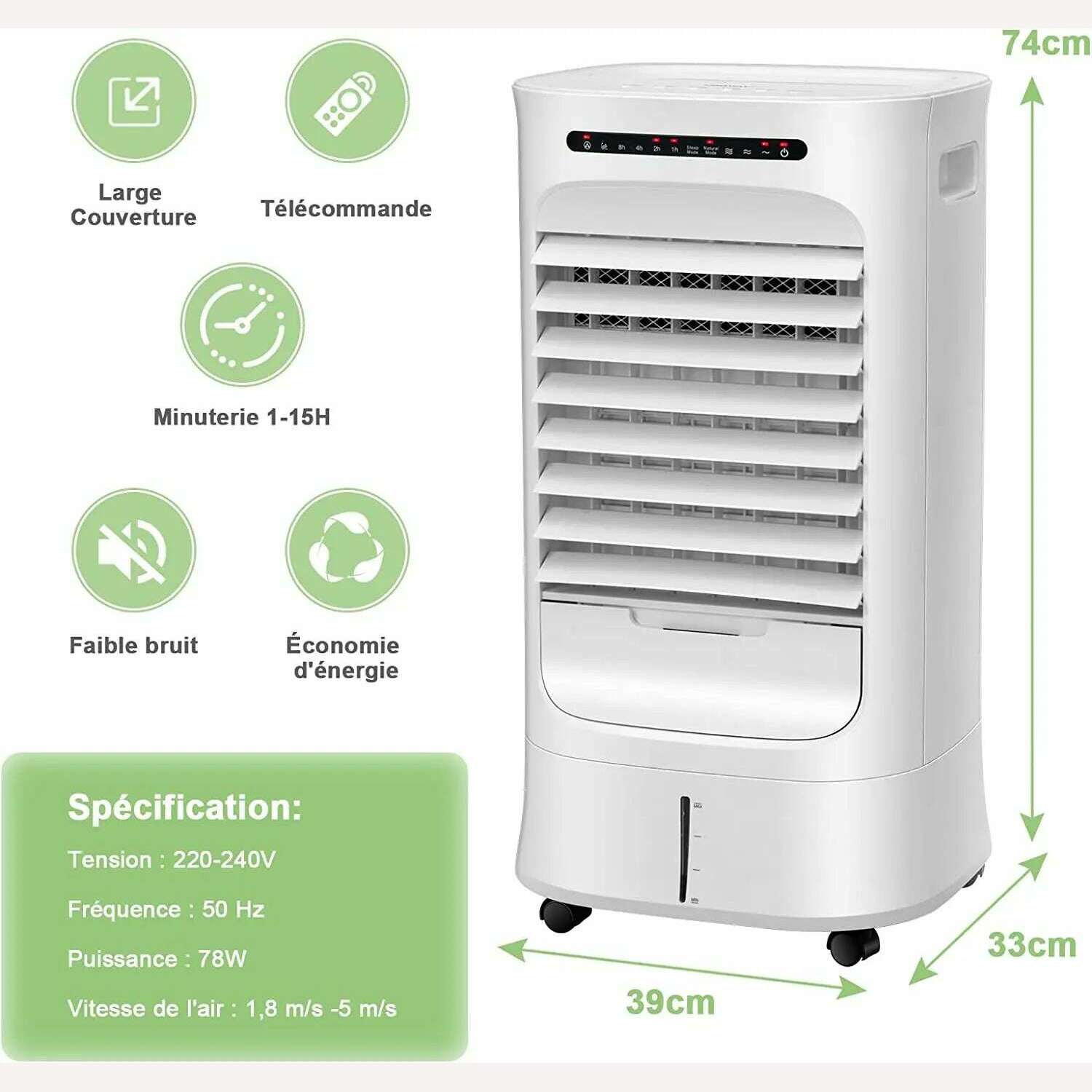 KIMLUD, 3 in 1 Silent Mobile Air Conditioner with Remote Control, 15h Timer and 10L Water Tank, Air Freshener with 3 Modes, 3 Speeds and, KIMLUD Womens Clothes