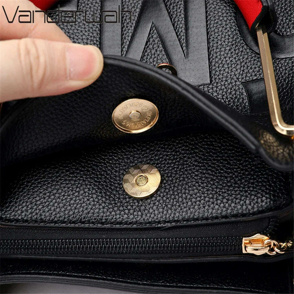 3 Layers Luxury Handbags Women Bags Designer Letters Women's PU Leather Hand Shopping Bags Shoulder Crossbody Bag Sac A Main - KIMLUD