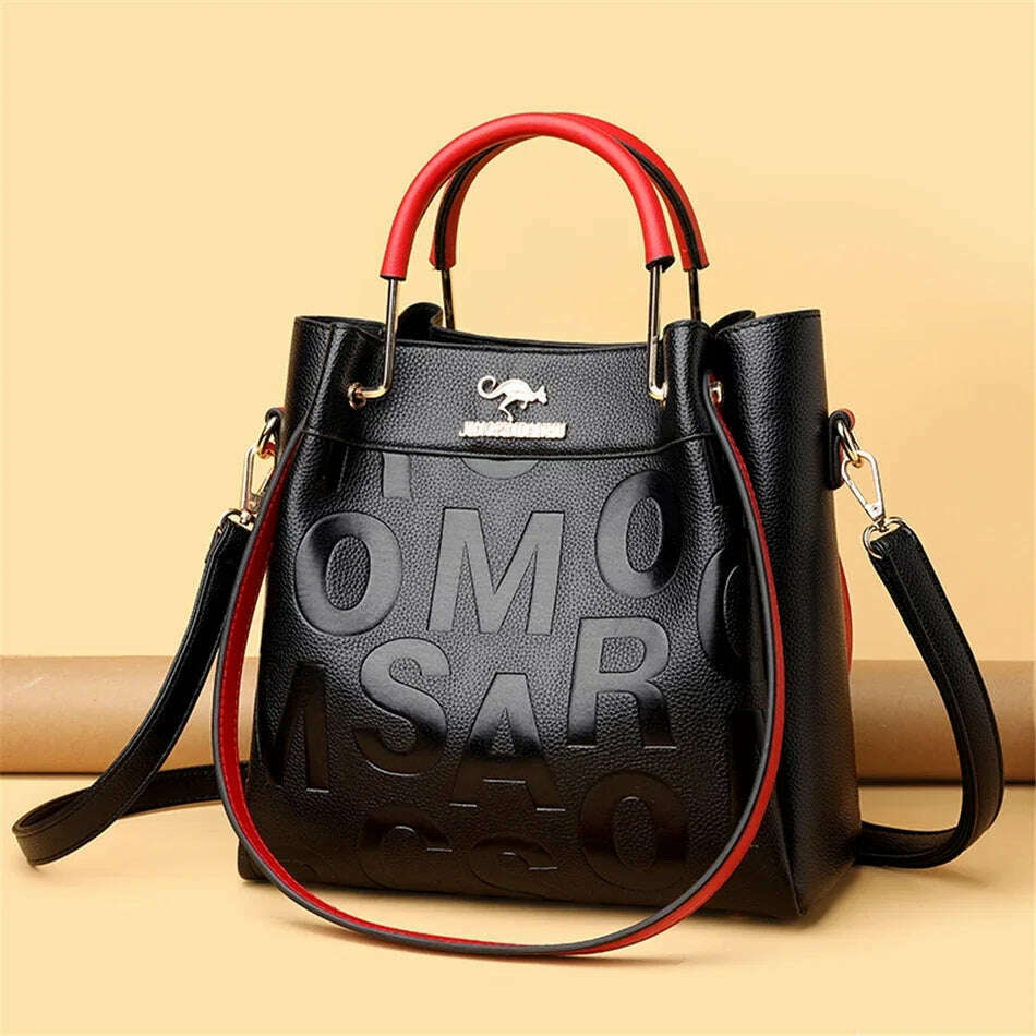 3 Layers Luxury Handbags Women Bags Designer Letters Women's PU Leather Hand Shopping Bags Shoulder Crossbody Bag Sac A Main - KIMLUD