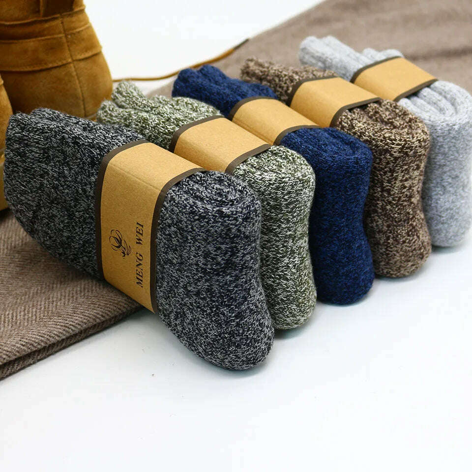 KIMLUD, 3 Pairs Winter Men's Merino Wool Socks Super Thick Warm High Quality Harajuku Retro Snow Casual Antifreeze Cashmere Socks Men, KIMLUD Womens Clothes