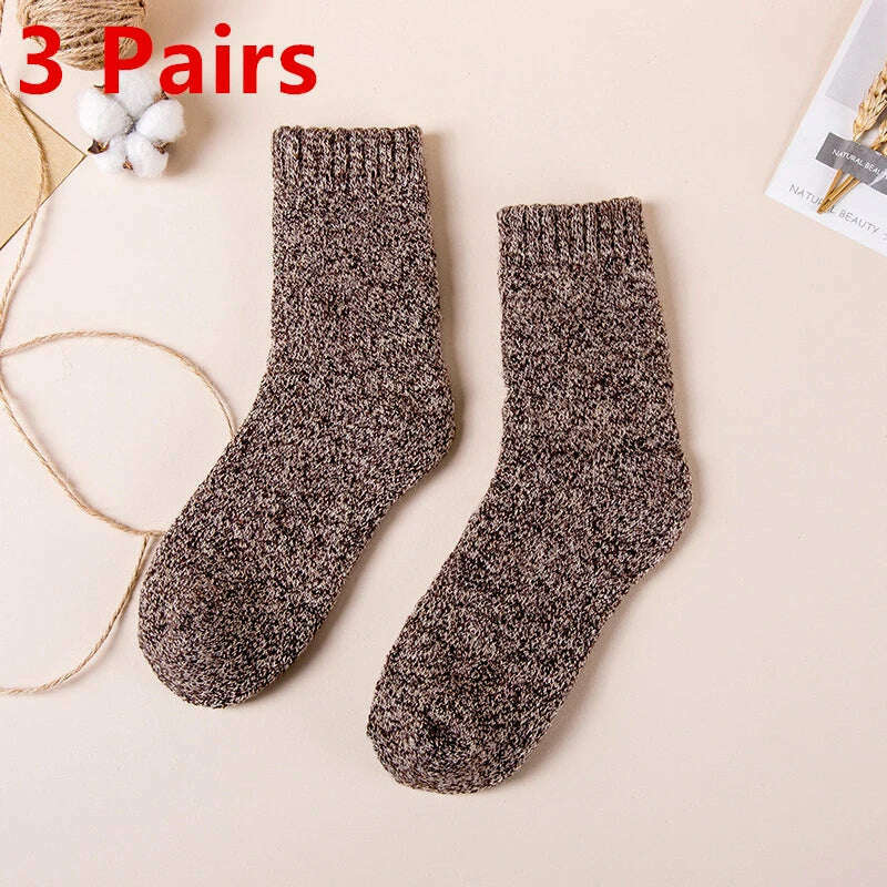 KIMLUD, 3 Pairs Winter Men's Merino Wool Socks Super Thick Warm High Quality Harajuku Retro Snow Casual Antifreeze Cashmere Socks Men, KIMLUD Womens Clothes