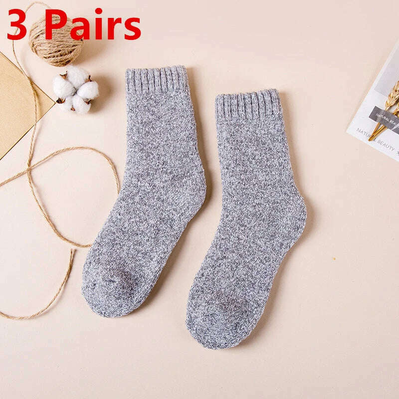 KIMLUD, 3 Pairs Winter Men's Merino Wool Socks Super Thick Warm High Quality Harajuku Retro Snow Casual Antifreeze Cashmere Socks Men, S3 / Eur Size 39-46, KIMLUD APPAREL - Womens Clothes