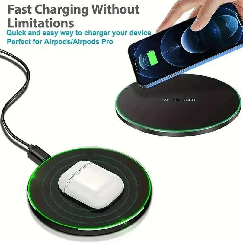 30W Wireless Charger For iPhone 15 14 13 12 X Pro Max Induction Fast Charging Pad Dock Station For Samsung S23 S22 Xiaomi Huawei - KIMLUD