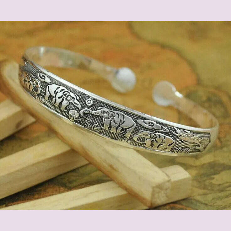 KIMLUD, 31 Stijl Nieuwe Gypsy Square Flower Metal Tibetan Silver vintage retro Fashion Cuff Bracelet Bangle for her Christmas Paar gift, 16- Retro, KIMLUD APPAREL - Womens Clothes