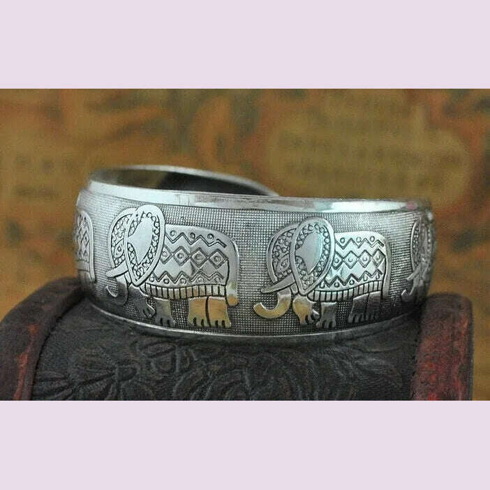 KIMLUD, 31 Stijl Nieuwe Gypsy Square Flower Metal Tibetan Silver vintage retro Fashion Cuff Bracelet Bangle for her Christmas Paar gift, 4- Retro, KIMLUD APPAREL - Womens Clothes