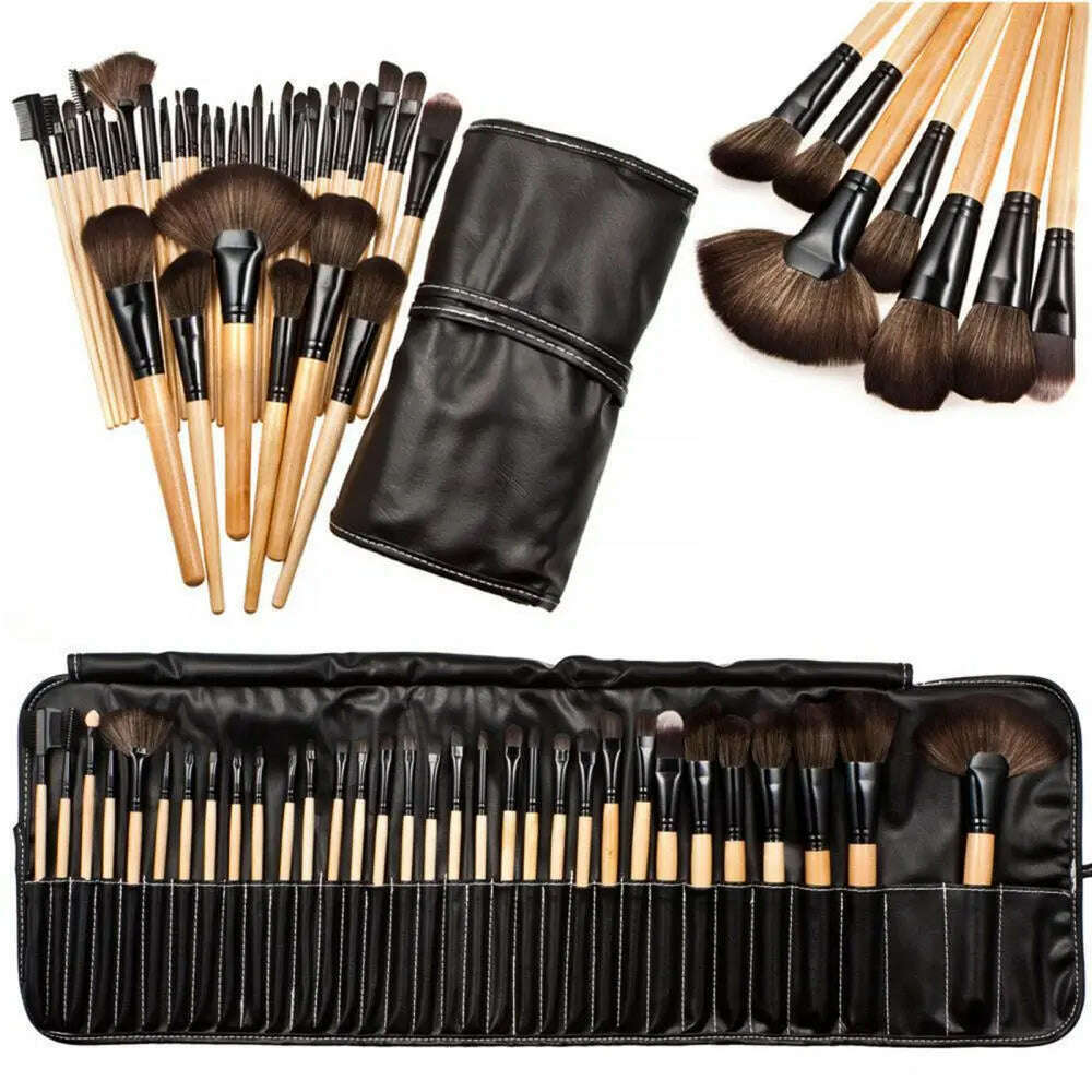 KIMLUD, 32 PCS Black Makeup Brush Set Professional Face Cosmetic Foundation Powder Blush Eyeshadow Blending Make Up Brush Tools Lady, KIMLUD Womens Clothes