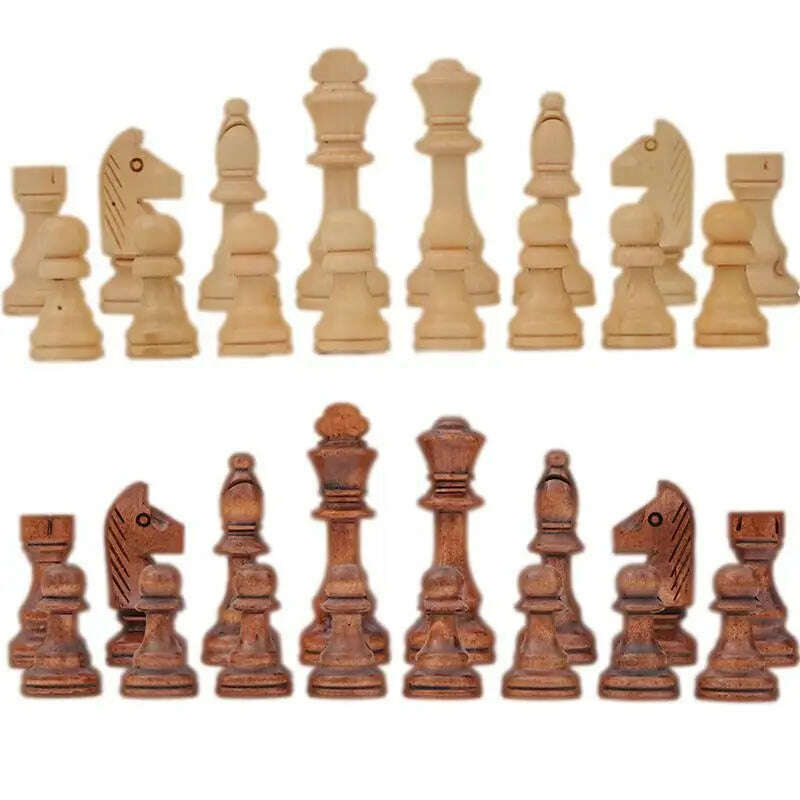 KIMLUD, 32 Pieces Wooden Chess King Height 110mm Game Set Chessmen Chess Leathe Board Competitions Set Kid Adult Chess Gift, KIMLUD Womens Clothes