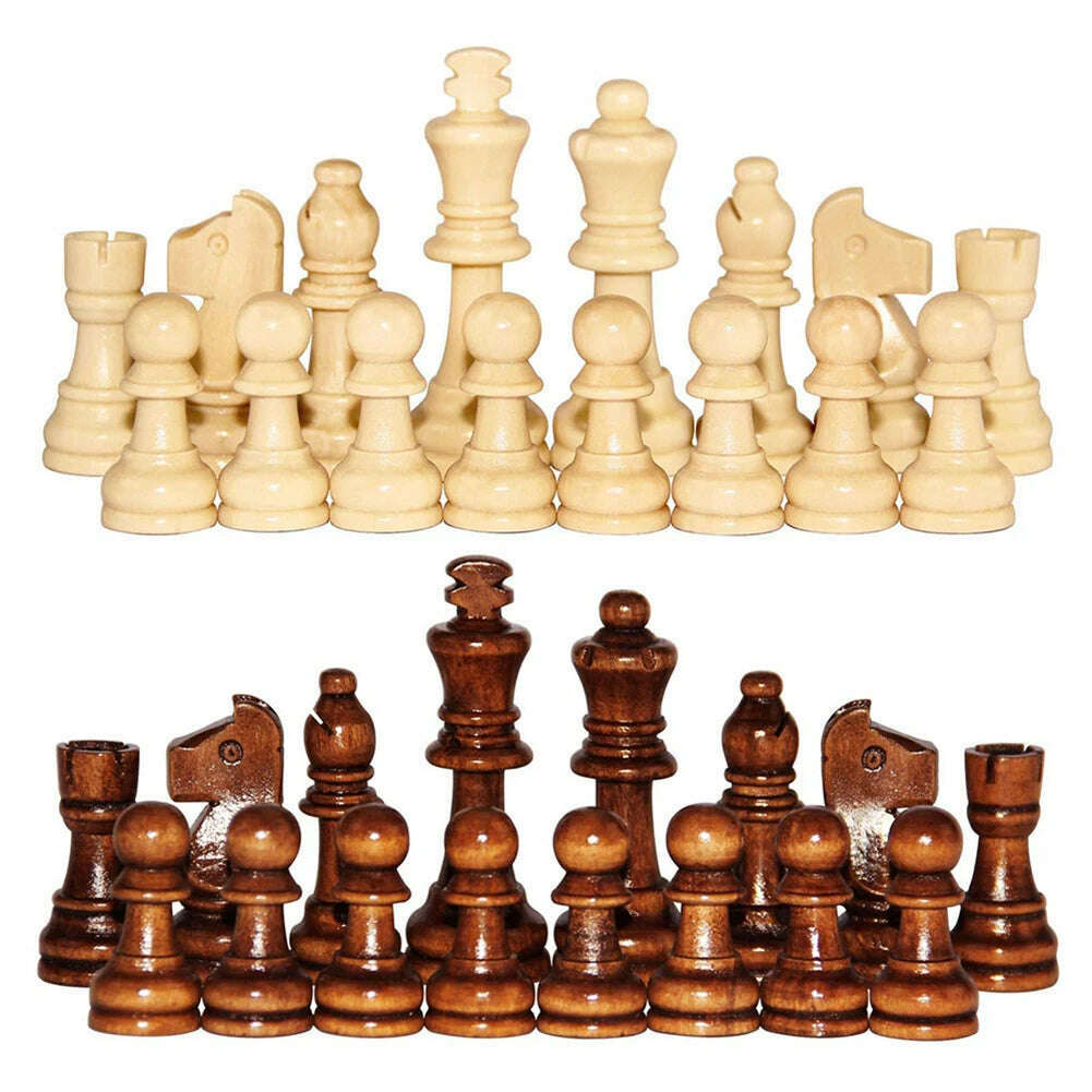 KIMLUD, 32 Pieses Wooden Chess Standard Tournamen Staunton Wood Chessmen 8cm King Height Suit Beginner Pieces Educational Toy, as shown / CHINA, KIMLUD APPAREL - Womens Clothes