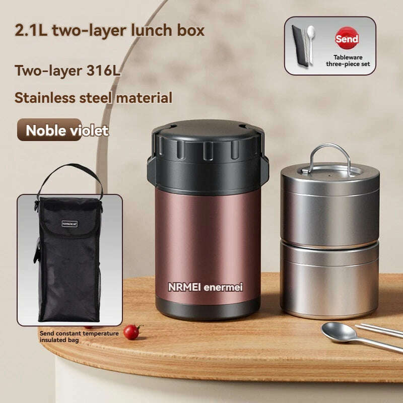 3.2L Thermal Insulation lunch Box Bento Stainless Stee large Capacity Portable Multilayer Separate Food Container For Adult Kids - KIMLUD