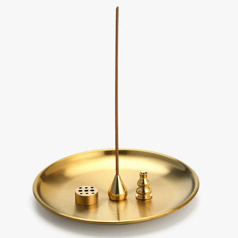 KIMLUD, 3/4/5Pcs/Set Metal Incense Burner Brass Incense Holder Palo Santo Holder Sage Holder Incense Tray Ash Catcher Home Decor Crafts, KIMLUD Womens Clothes