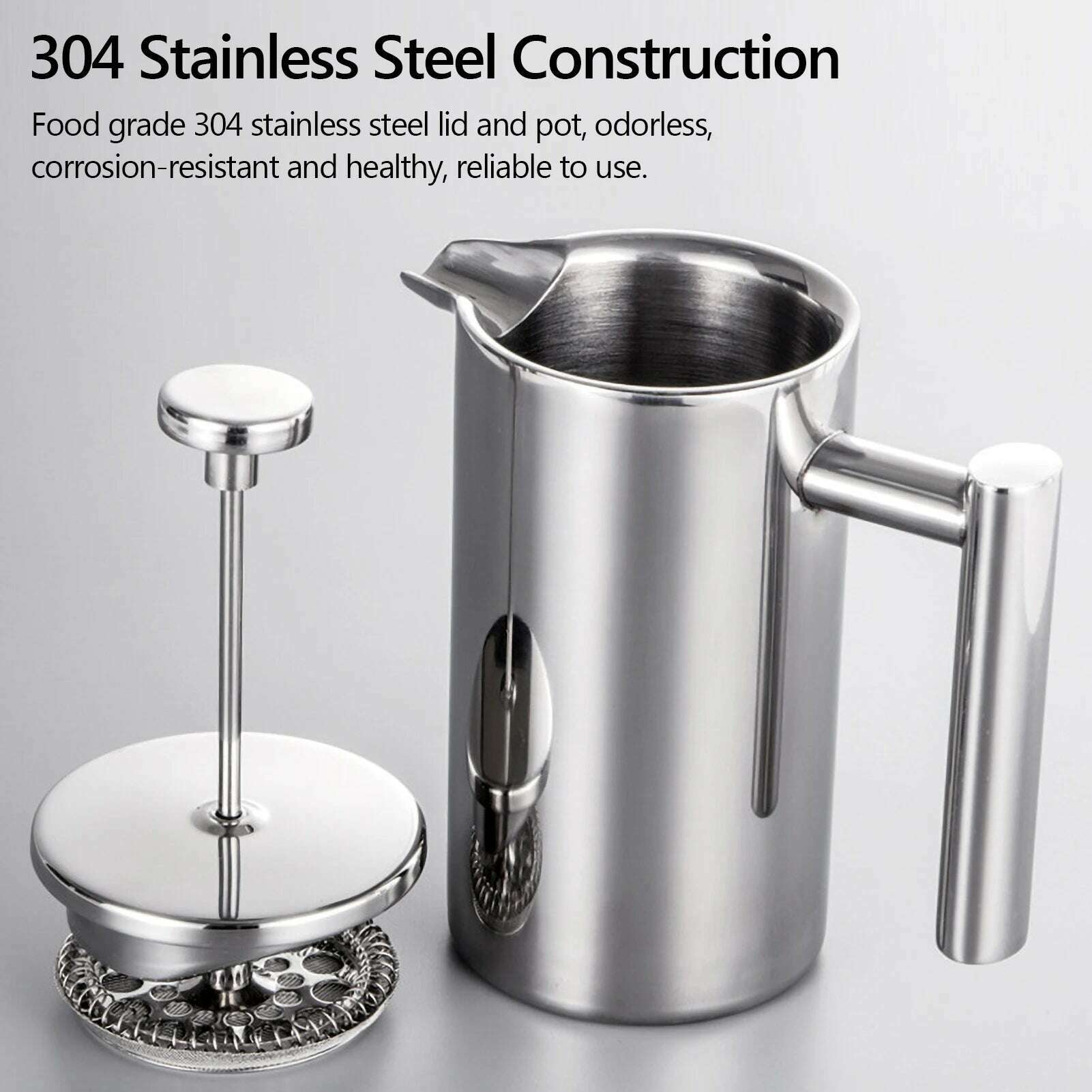 350ml/800ml/1000ml Coffee Maker Pot French Press Coffee Maker Stainless Steel Double Walled Insulated Coffee Maker Pot - KIMLUD