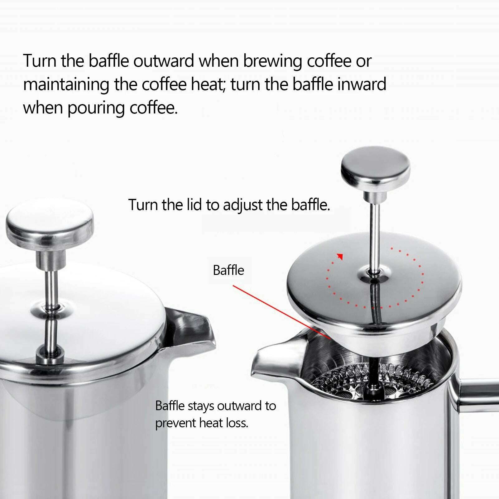 350ml/800ml/1000ml Coffee Maker Pot French Press Coffee Maker Stainless Steel Double Walled Insulated Coffee Maker Pot - KIMLUD