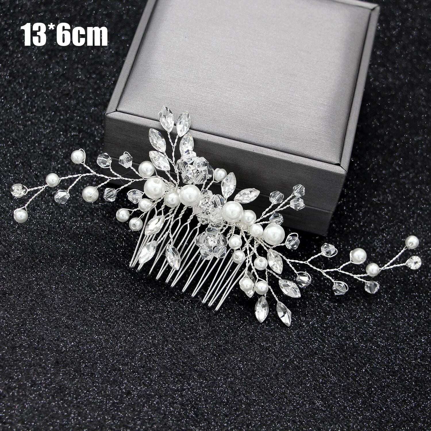 35/50cm Long Bride Handmade Crystal Pearl Hair Band Headdress Wedding Hair Accessories Headband Jewelry Korean Fashion Hairdress - KIMLUD