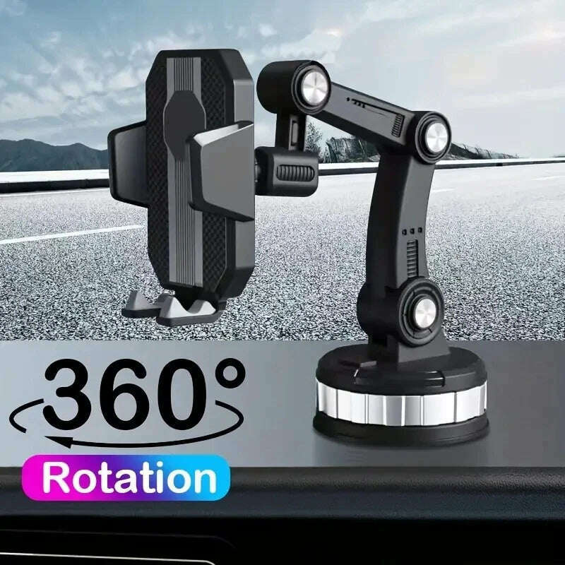 360 Rotate Universal Car Phone Holder Moblie Windshield Mount Stand For iPhone Samsung Xiaomi Hand Free Driving Car Phone Holder - KIMLUD