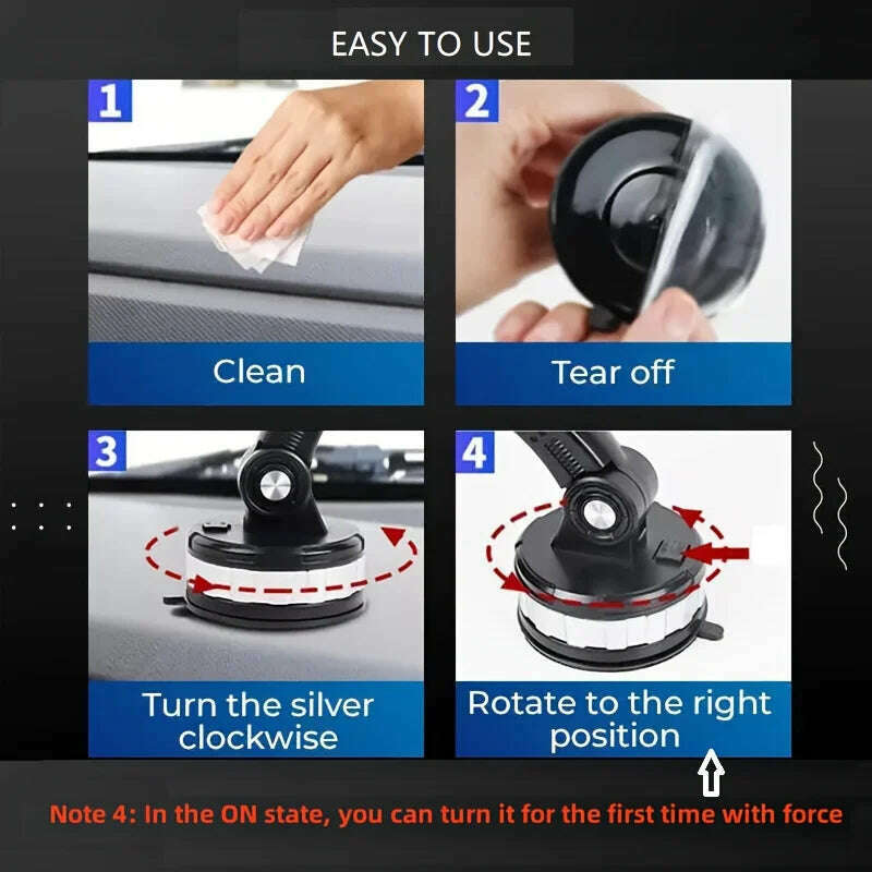 360 Rotate Universal Car Phone Holder Moblie Windshield Mount Stand For iPhone Samsung Xiaomi Hand Free Driving Car Phone Holder - KIMLUD