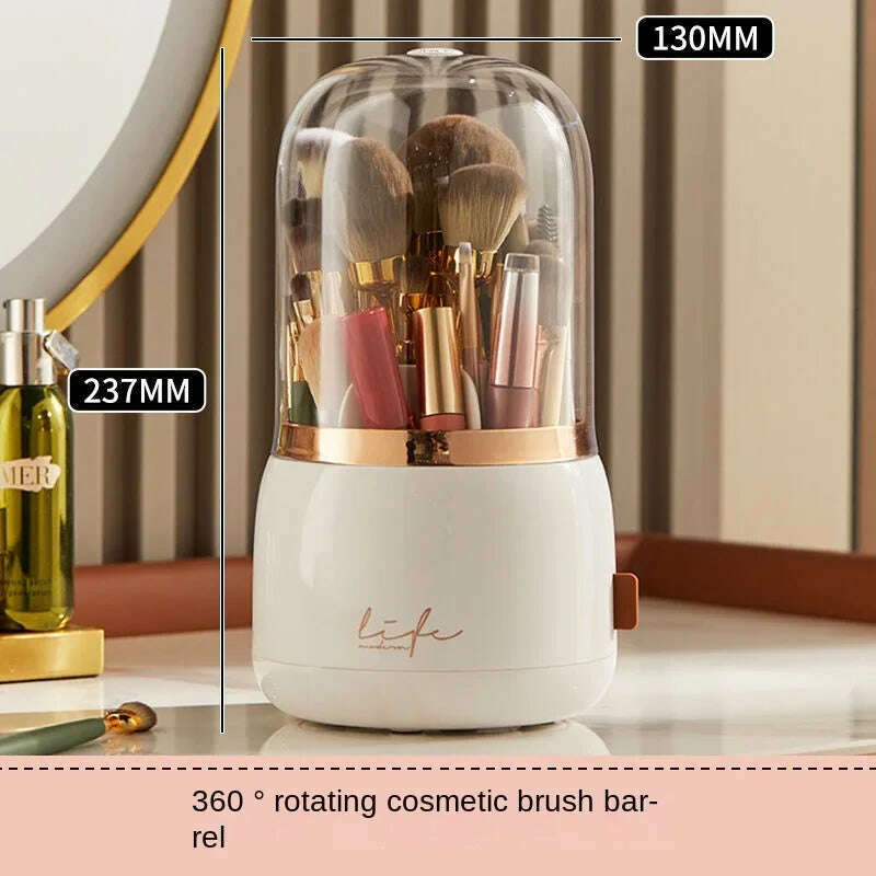 360° Rotating Makeup Brushes Holder Portable Desktop Makeup Organizer Cosmetic Storage Box Make Up Tools Jewelry Container - KIMLUD