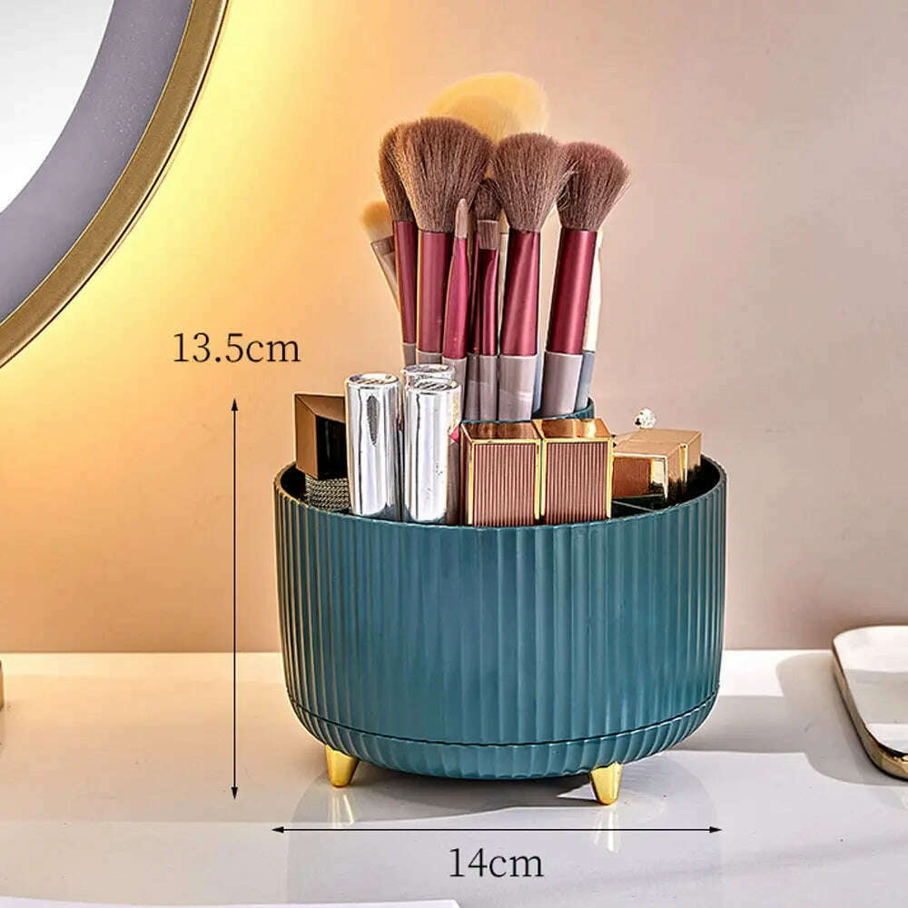 KIMLUD, 360°Rotating Desktop Makeup Brushes Organizer Cosmetic Storage Box Portable Lipstick Holder Skincare Pen Organizer Stand, blue, KIMLUD Womens Clothes