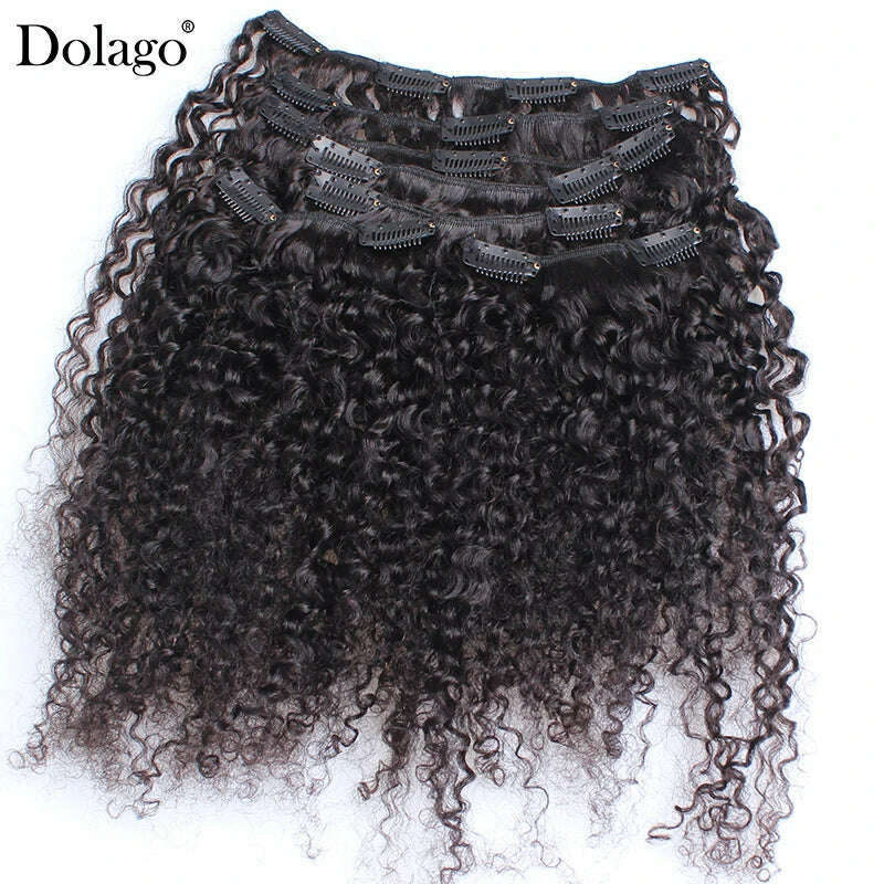 3B 3C Kinky Curly Clip In Hair Extensions Human Hair Afro Kinky Curly Clip Ins Bundles For Black Women 4A Dolago Full Head Sets - KIMLUD