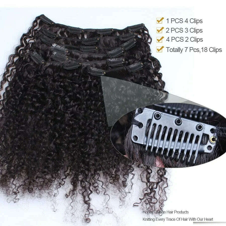 3B 3C Kinky Curly Clip In Hair Extensions Human Hair Afro Kinky Curly Clip Ins Bundles For Black Women 4A Dolago Full Head Sets - KIMLUD