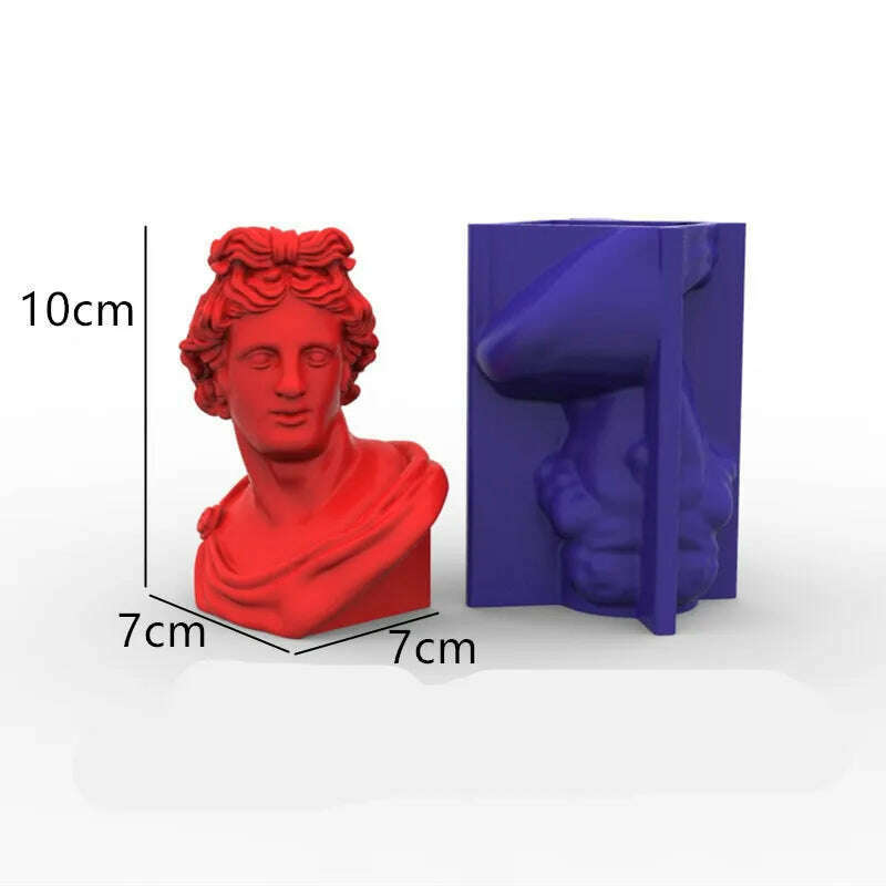 3D Art Hera Athena Statue Silicone Candle Molds Greek Goddess Plaster Portrait Mould Roman Sculpture Art Wax Candles Mould - KIMLUD