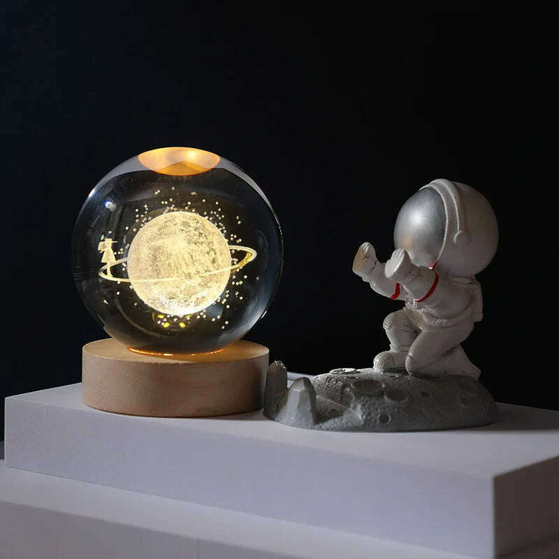 3D Crystal Ball LED Night Light Ornament Kids Birthday Gifts Moon Galaxy Projectors Lamp Bedroom Decor Atmosphere Night Lamp - KIMLUD