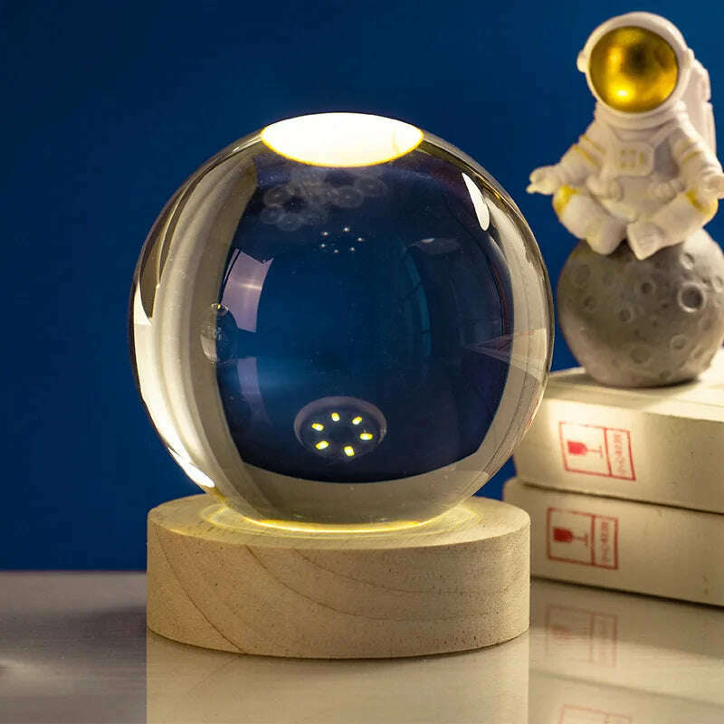 3D Crystal Ball LED Night Light Ornament Kids Birthday Gifts Moon Galaxy Projectors Lamp Bedroom Decor Atmosphere Night Lamp - KIMLUD