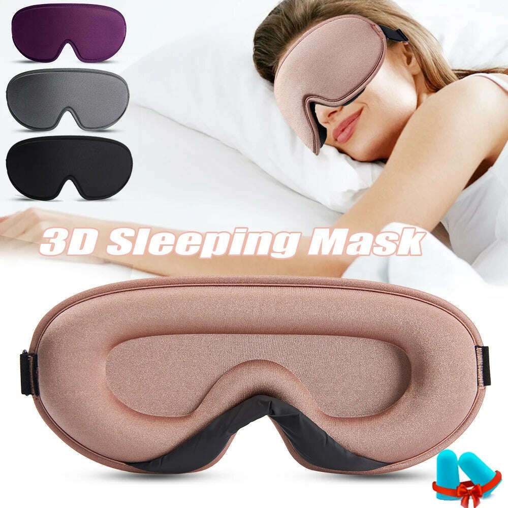 3D Memory Foam Silk Sleeping Mask Soft Eye Patches Breathable Sleep Mask Eyeshade Blindfold Travel Cover Eyemask for Sleeping - KIMLUD