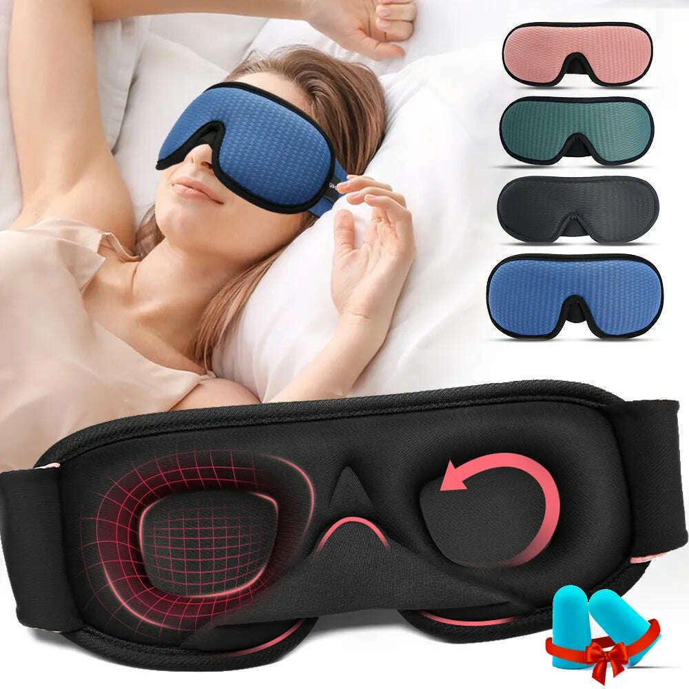 3D Sleeping Mask Blocking Light Sleep Eye Mask Memory Foam Eyeshade Soft Padded Slaapmasker EyePatch Travel Sleeping Aid - KIMLUD