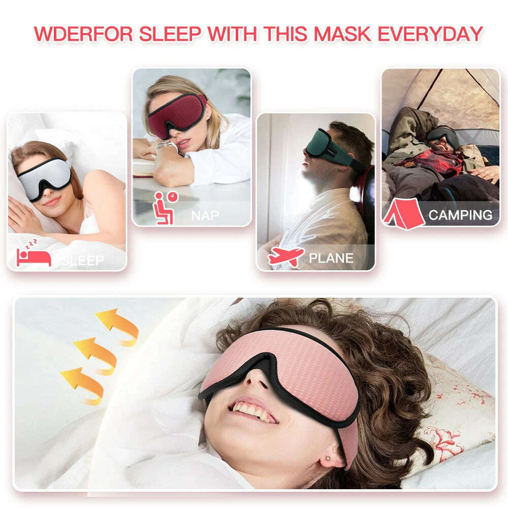 KIMLUD, 3D Sleeping Mask Blocking Light Sleep Eye Mask Memory Foam Eyeshade Soft Padded Slaapmasker EyePatch Travel Sleeping Aid, KIMLUD Womens Clothes