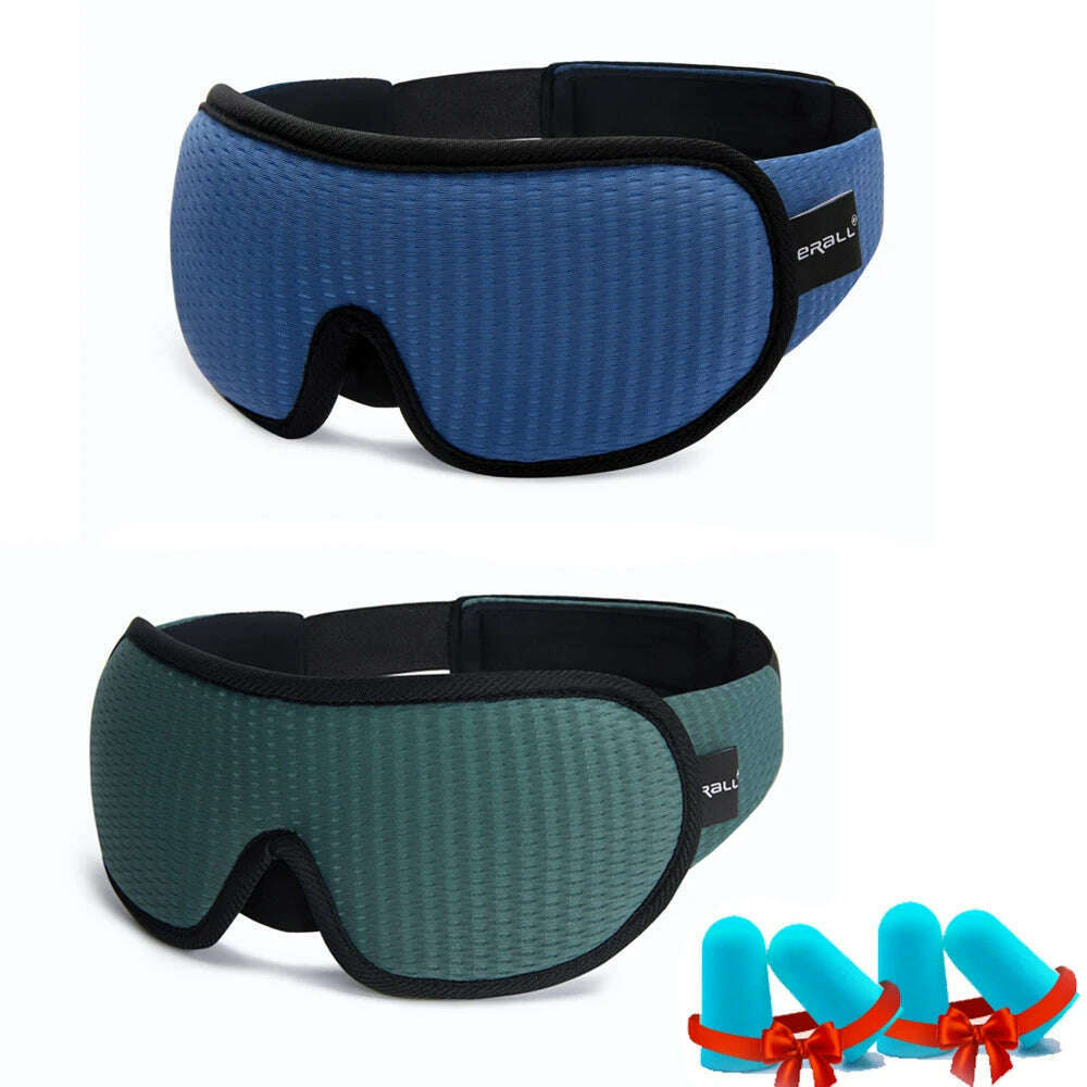 KIMLUD, 3D Sleeping Mask Blocking Light Sleep Eye Mask Memory Foam Eyeshade Soft Padded Slaapmasker EyePatch Travel Sleeping Aid, 2PC-Blue and Green, KIMLUD Womens Clothes